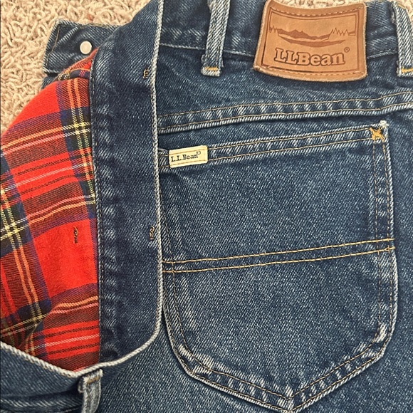 L.L. Bean Other - L.L. Bean Classic Vintage Straight Fit Jeans with Red Plaid Lining size 36 X 34